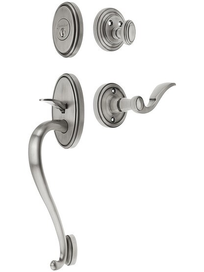 Georgetown Entry Lock Set in Antique Pewter Finish with Left-Handed Bellagio Lever and
